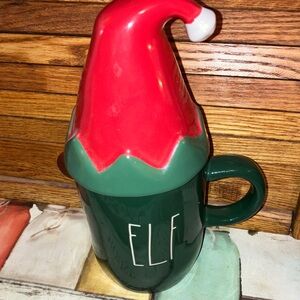 Rae Dunn Red And Green Elf Topper Mug